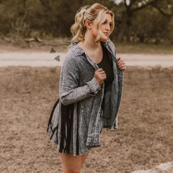 2FLYCO HILDAGO FALLS LADIES DENIM/CHAMBRAY JACKET WITH FRINGE NWT - Picture 7 of 13